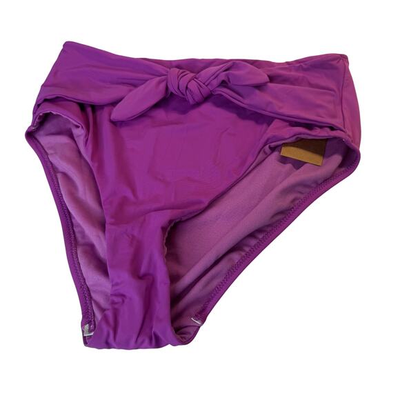 Amavi High Waist Tie Front Bikini Bottom Purple NWT Size Small - Picture 2 of 7